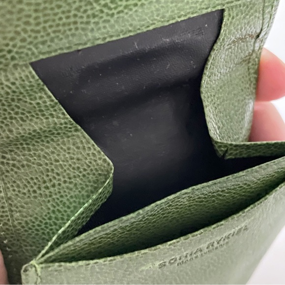 Sonia Rykiel green leather vintage rare snap pouch - Picture 9 of 11